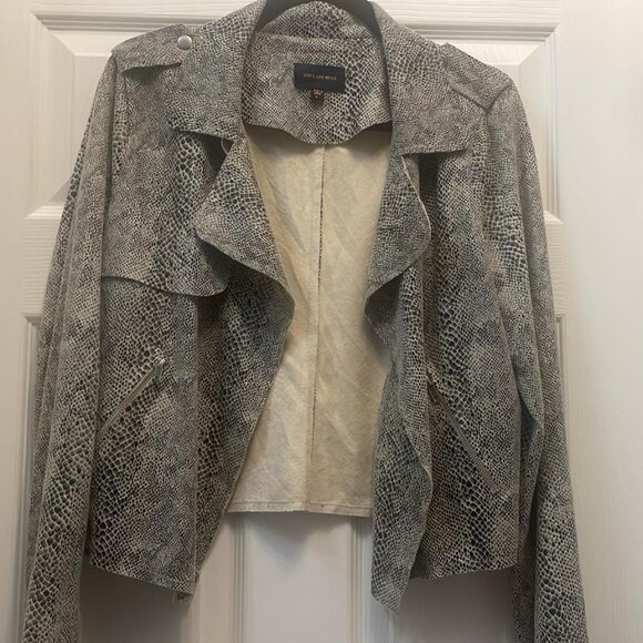 Skies Are Blue Snakeskin Drape Front Jacket – Size Large - Picture 8 of 11